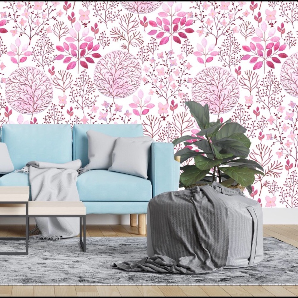 Home Wall Decor - Vintage Pink Floral Illustration